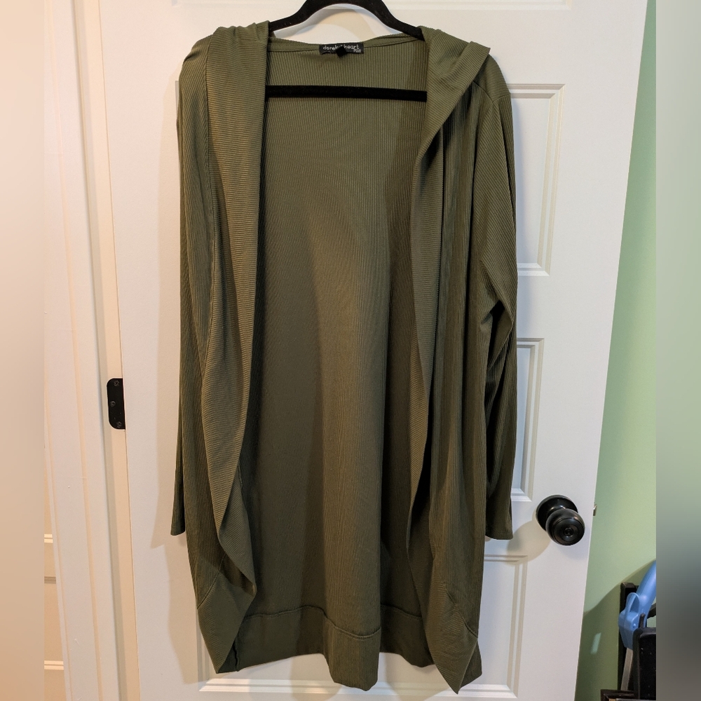 🔴 3/$15 Derek Heart Olive Green hooded overpiece